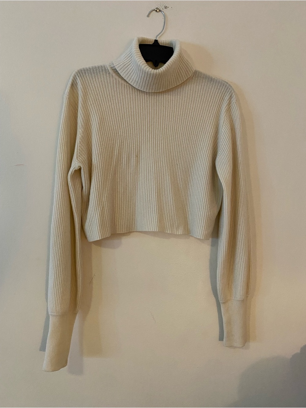 Reformation Luisa cashmere Ribbed Cropped Turtleneck Sweater - Cream